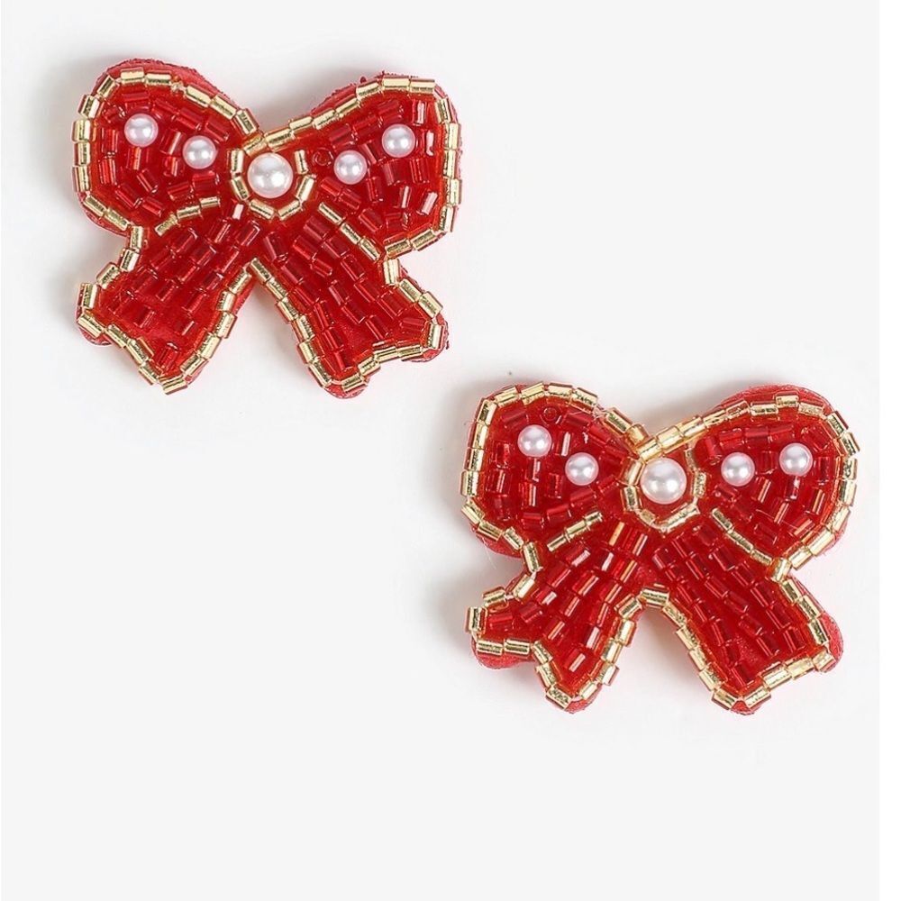 Maurice’s NWT Red *Coquette* Beaded Bow Stud Earrings